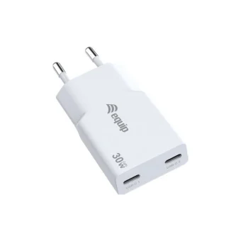 Equip Φορτιστής Χωρίς Καλώδιο GaN με 2 Θύρες USB-C 30W Λευκός (245524) 245524