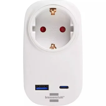 Brennenstuhl Φορτιστής Χωρίς Καλώδιο με Θύρα USB-A και Θύρα USB-C 20W Power Delivery Λευκός (1508210010) 1508210010