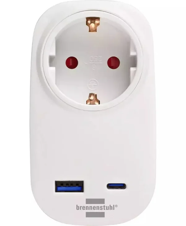 Brennenstuhl Φορτιστής Χωρίς Καλώδιο με Θύρα USB-A και Θύρα USB-C 20W Power Delivery Λευκός (1508210010) 1508210010