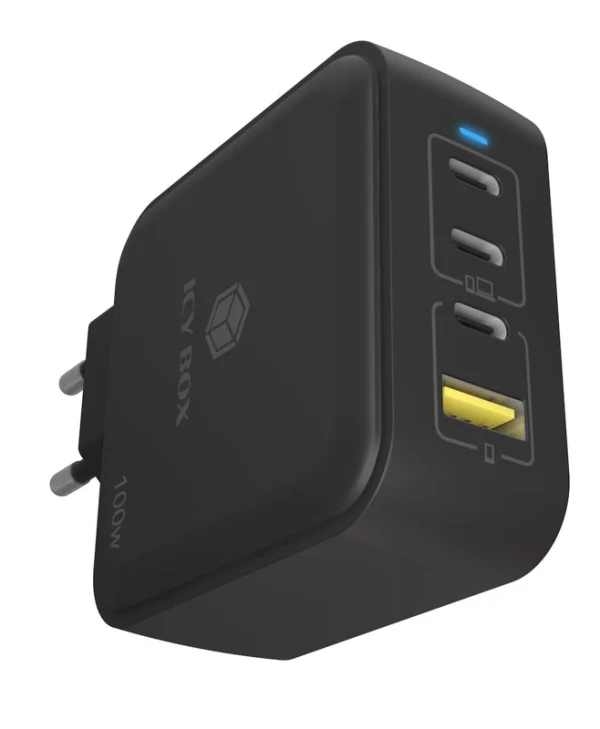 Icy Box Φορτιστής Χωρίς Καλώδιο με Θύρα USB-A και 3 Θύρες USB-C 100W Power Delivery Μαύρος (IB-PS1040-PD) IB-PS1040-PD