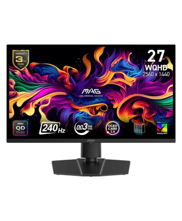 MSI MAG 271QP QD-OLED X24 HDR Gaming Monitor 27" WQHD 2560x1440 240Hz με Χρόνο Απόκρισης 0.03ms GTG MAG 271QP QD-OLED