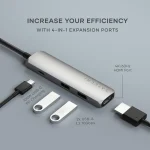 Satechi 4-in-1 Slim Multiport Adapter USB-C Docking Station με HDMI 4K PD Γκρι - Image 2