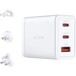 D-Link Φορτιστής Χωρίς Καλώδιο GaN με Θύρα USB-A και 2 Θύρες USB-C 65W Power Delivery Λευκός (DCP-651) DCP-651