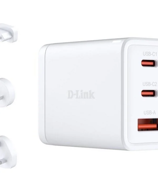 D-Link Φορτιστής Χωρίς Καλώδιο GaN με Θύρα USB-A και 2 Θύρες USB-C 65W Power Delivery Λευκός (DCP-651) DCP-651
