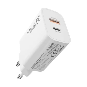 S-Link Φορτιστής Χωρίς Καλώδιο με Θύρα USB-A και Θύρα USB-C 30W Quick Charge 3.0 Λευκός (SL-EC67)