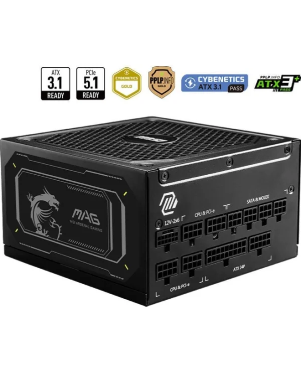 MSI MAG A1000GL PCIE5 II 1000W Μαύρο Τροφοδοτικό Υπολογιστή Full Modular 80 Plus Gold MAG A1000GL PCIE5 II