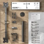 Onkron Βάση Γραφείου για 2 Οθόνες έως 32" (D221E-B) D221E-B - Image 3