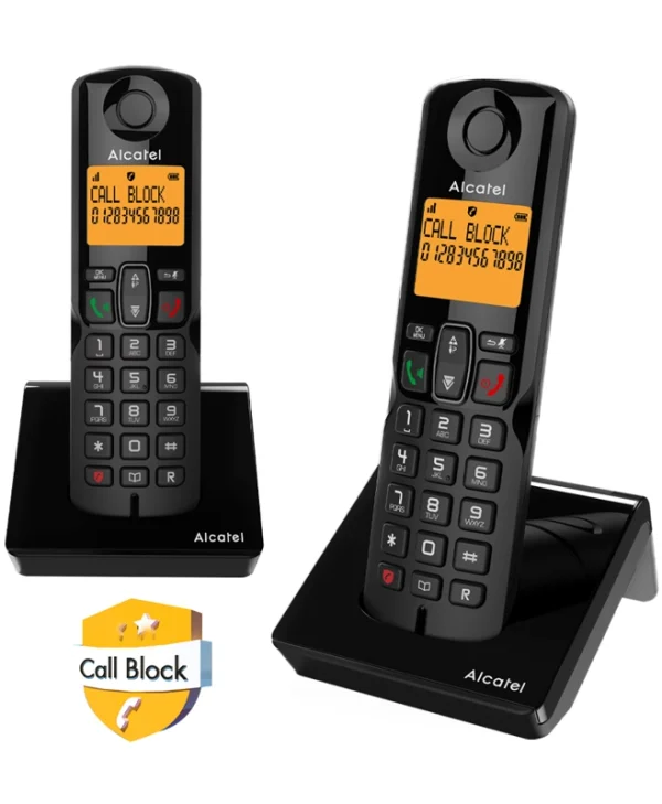 Alcatel S280 Ασύρματο Τηλέφωνο Duo με Ελληνικό Μενού Μαύρο