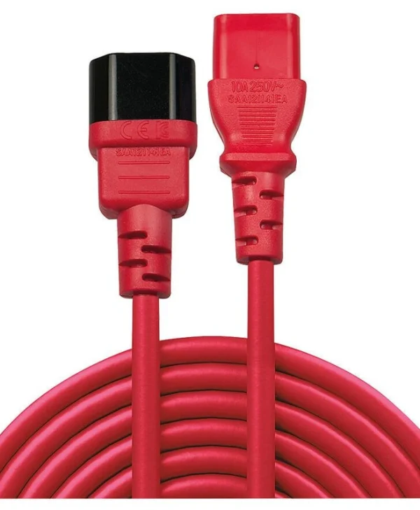 Lindy IEC C14 - IEC C13 Cable 1m Κόκκινο 30477 30477
