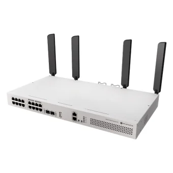 MikroTik CRS418-8P-8G-2S+5AXQ2AXQ-RM v7 Managed L2 PoE+ Switch με 16 Θύρες Gigabit (1Gbps) Ethernet και 2 SFP Θύρες CRS418-8P-8G-2S+5AXQ2AXQ-RM
