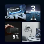 Vention Φορτιστής Χωρίς Καλώδιο GaN με Θύρα USB-A και 2 Θύρες USB-C Λευκός (FERW0-EU) FERW0-EU - Image 3