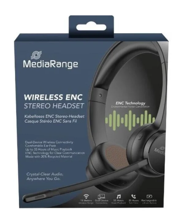 MediaRange Ασύρματα On Ear Multimedia Ακουστικά με μικρόφωνο και σύνδεση Bluetooth
