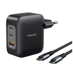 Intenso Φορτιστής GaN με Θύρα USB-A και 2 Θύρες USB-C 100W Power Delivery Μαύρος (7810010) 7810010