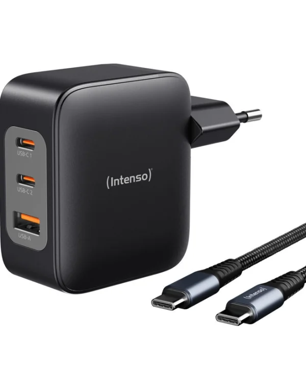 Intenso Φορτιστής GaN με Θύρα USB-A και 2 Θύρες USB-C 100W Power Delivery Μαύρος (7810010) 7810010