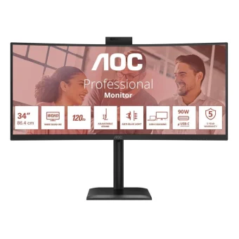 AOC CU34E4CW Ultrawide VA HDR Curved Monitor 34" QHD 3440x1440 με Χρόνο Απόκρισης 4ms GTG CU34E4CW