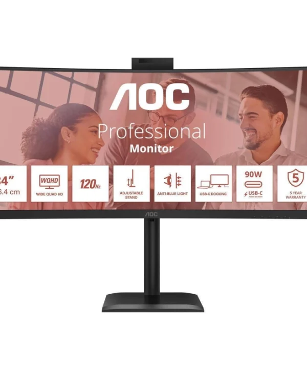 AOC CU34E4CW Ultrawide VA HDR Curved Monitor 34" QHD 3440x1440 με Χρόνο Απόκρισης 4ms GTG CU34E4CW