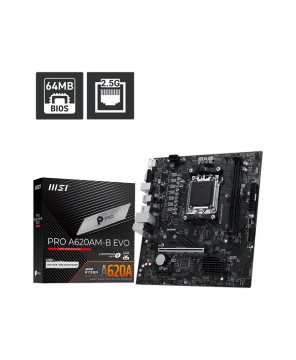 MSI Pro A620AMB Evo Motherboard Micro ATX με AMD AM5 Socket 7E36-001R 7E36-001R