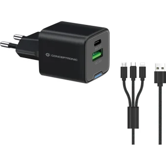 Conceptronic Φορτιστής με Θύρα USB-A και Θύρα USB-C 33W Power Delivery / Quick Charge 2.0 Μαύρος (ALTHEA16B) ALTHEA16B