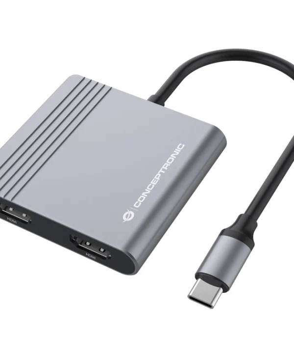 Conceptronic USB-C Docking Station με HDMI 4K PD και σύνδεση 2 Οθονών Γκρι (DONN13G) DONN13G