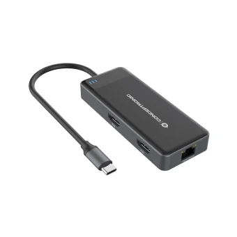 Conceptronic USB-C Docking Station με HDMI 4K PD Ethernet και συνδεση 2 Οθονών Μαύρο (DONN14G) DONN14G