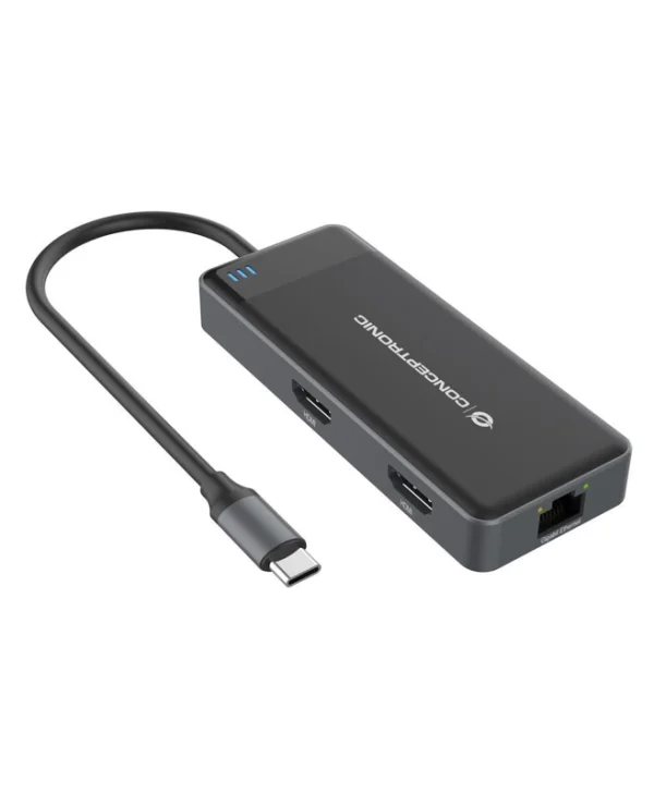Conceptronic USB-C Docking Station με HDMI 4K PD Ethernet και συνδεση 2 Οθονών Μαύρο (DONN14G) DONN14G