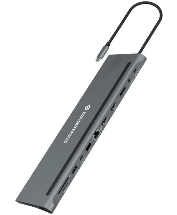 Conceptronic USB-C / USB-A Docking Station με 4K PD Ethernet Γκρι (DONN17G) DONN17G