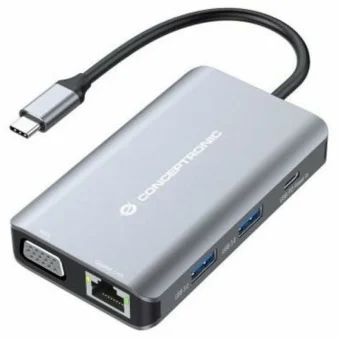 Conceptronic USB-C Docking Station με HDMI 4K PD Ethernet και σύνδεση 2 Οθονών Γκρι (DONN21G) DONN21G