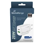MediaRange Φορτιστής Χωρίς Καλώδιο GaN με Θύρα USB-A και Θύρα USB-C 25W Power Delivery Λευκός (MRMA112-2) MRMA112-2 - Image 2