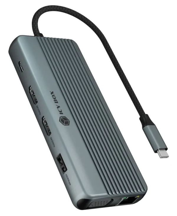 Icy Box USB-C Docking Station με HDMI 4K PD Ethernet Γκρι (IB-DK4062-CPD) IB-DK4062-CPD