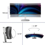 Philips 49B2U5900C Ultrawide VA HDR Curved Monitor 48.8" 5120x1440 με Χρόνο Απόκρισης 4ms GTG - Image 3