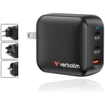 Verbatim Φορτιστής Χωρίς Καλώδιο GaN με Θύρα USB-A και 2 Θύρες USB-C 100W Power Delivery / Quick Charge 3.0 Μαύρος (Mini) - Image 3