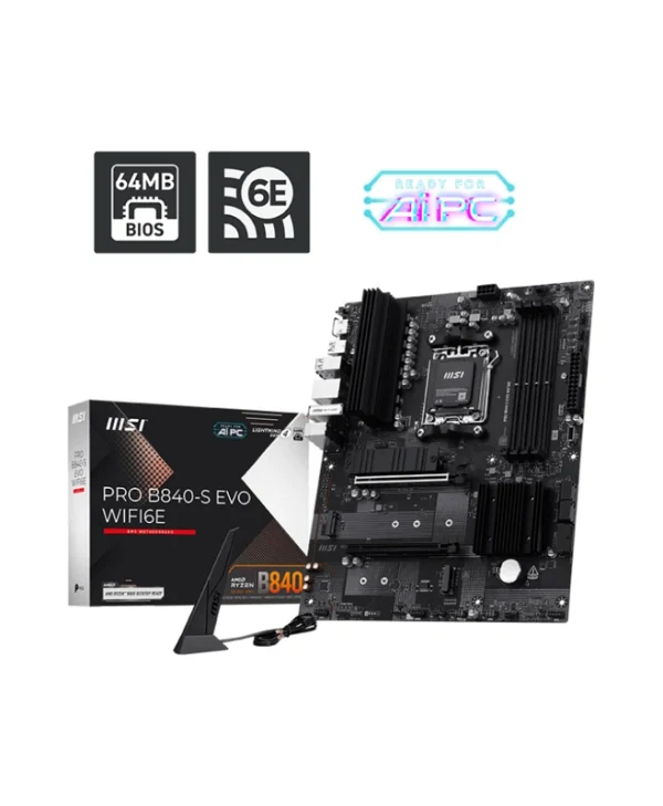 MSI PRO B840-S EVO WIFI6E Motherboard ATX με AMD AM5 Socket 7E93-001R 7E93-001R