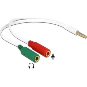 DeLock Μετατροπέας 3.5mm male σε 3.5mm 2x female Λευκό 1τμχ 65447 65447