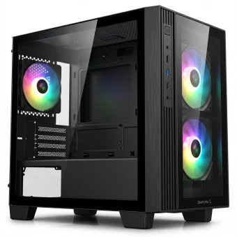 Deepcool CG330 3F Mini Tower Κουτί Υπολογιστή με Πλαϊνό Παράθυρο και ARGB Φωτισμό Μαύρο