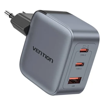 Vention Φορτιστής Χωρίς Καλώδιο GaN με Θύρα USB-A και 2 Θύρες USB-C 70W Power Delivery Γκρι (FEXH0-EU) FEXH0-EU