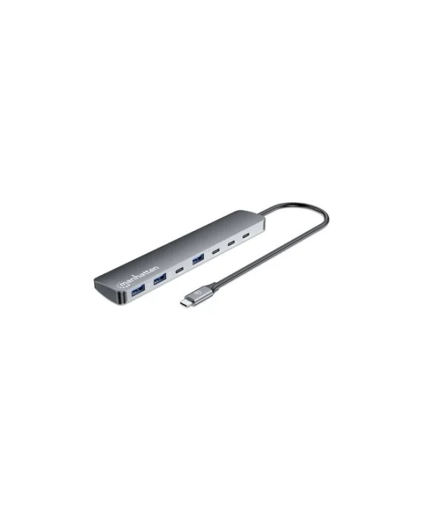 Manhattan Hub 10 Θυρών με σύνδεση USB-A & Θύρα Φόρτισης Γκρι