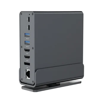 Cablexpert USB-C Docking Station με HDMI/DisplayPort 4K PD Ethernet και σύνδεση 3 Οθονών Γκρι (A-CF-COMBO15-01) A-CF-COMBO15-01