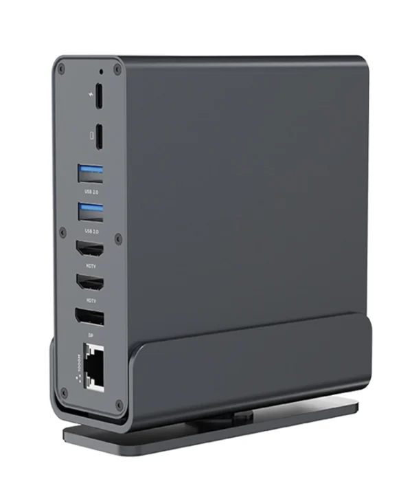 Cablexpert USB-C Docking Station με HDMI/DisplayPort 4K PD Ethernet και σύνδεση 3 Οθονών Γκρι (A-CF-COMBO15-01) A-CF-COMBO15-01