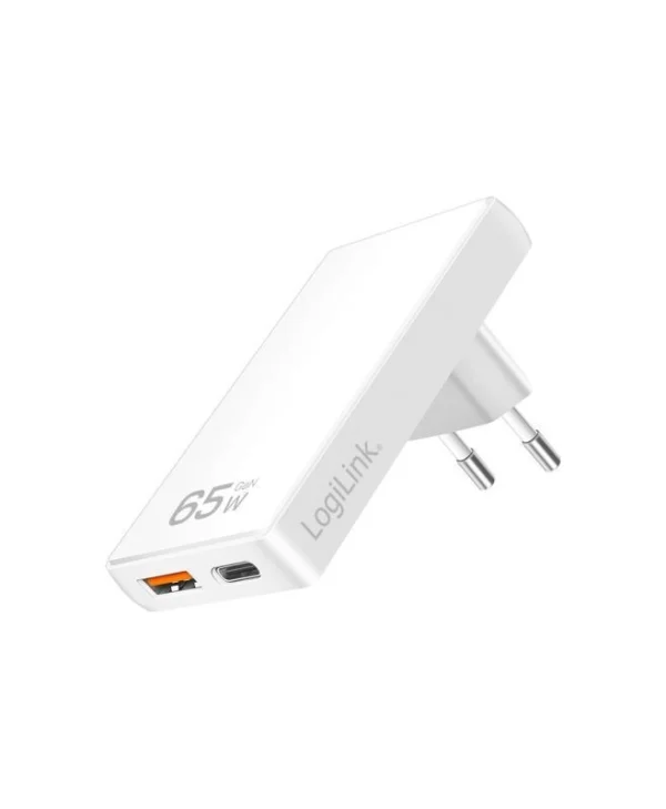 LogiLink Φορτιστής Χωρίς Καλώδιο με 2 Θύρες USB-A 65W Λευκός (PA0368) PA0368