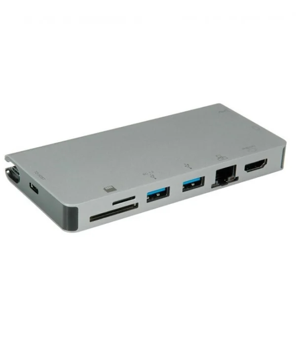 Roline USB-C Docking Station με HDMI 4K PD Ethernet και σύνδεση 2 Οθονών Ασημί (12.02.1022-4) 12.02.1022-4