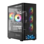 Modecom Volcano AQ500 Gaming Midi Tower Κουτί Υπολογιστή με Πλαϊνό Παράθυρο και ARGB Φωτισμό Μαύρο