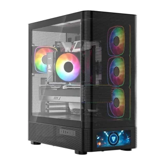 Modecom Volcano AQ500 Gaming Midi Tower Κουτί Υπολογιστή με Πλαϊνό Παράθυρο και ARGB Φωτισμό Μαύρο