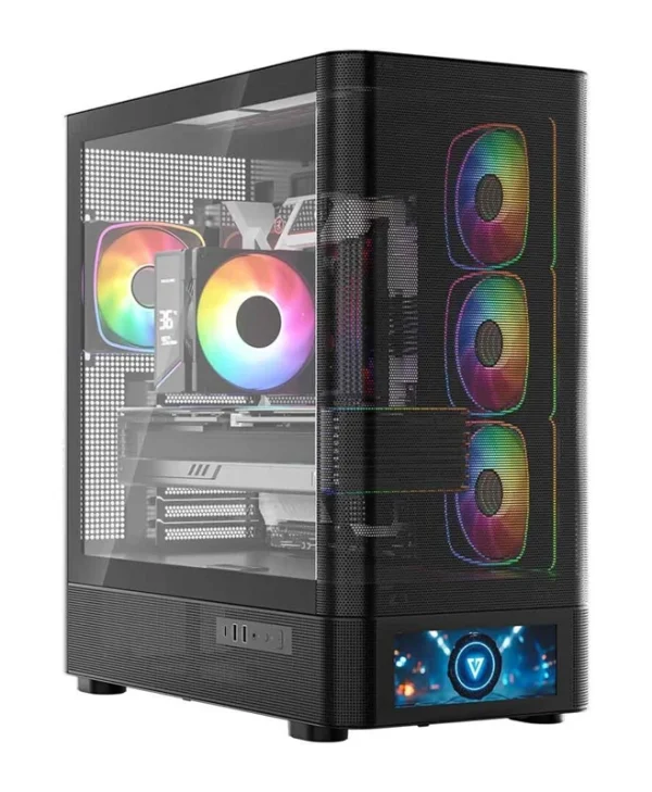 Modecom Volcano AQ500 Gaming Midi Tower Κουτί Υπολογιστή με Πλαϊνό Παράθυρο και ARGB Φωτισμό Μαύρο