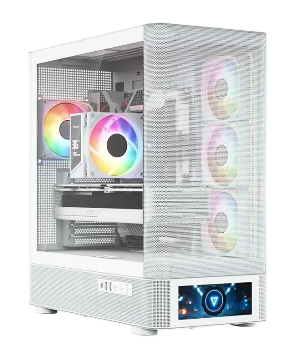 Modecom Volcano AQ500 Gaming Midi Tower Κουτί Υπολογιστή με Πλαϊνό Παράθυρο και ARGB Φωτισμό Λευκό