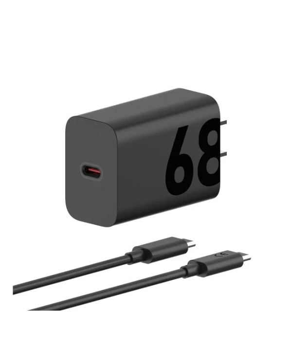 Motorola Φορτιστής GaN με Θύρα USB-C και Καλώδιο USB-C - USB-C 68W Μαύρος (TurboPower)