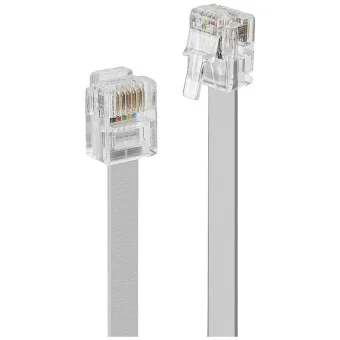 Lindy Flat Τηλεφωνικό Καλώδιο RJ11 6P4C 5m Γκρι (34225) 34225