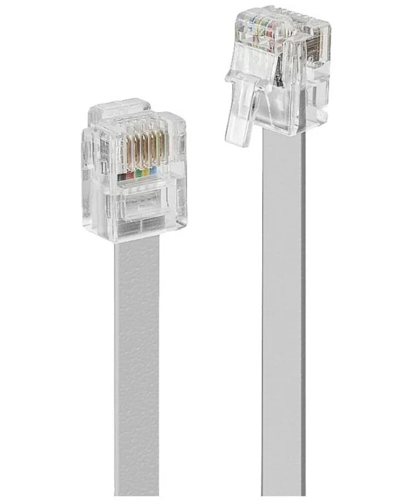 Lindy Flat Τηλεφωνικό Καλώδιο RJ11 6P4C 5m Γκρι (34225) 34225