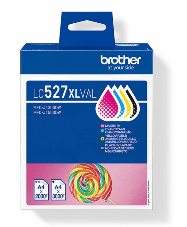 Brother LC527XLVAL Γνήσιο Πακέτο 4 Μελανιών Εκτυπωτή InkJet Κίτρινο / Κυανό / Ματζέντα / Μαύρο LC527XLVAL