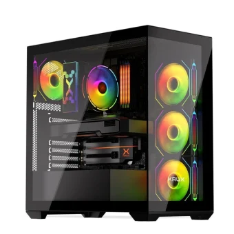 Krux Exo Gaming Midi Tower Κουτί Υπολογιστή με Πλαϊνό Παράθυρο και ARGB Φωτισμό Μαύρο