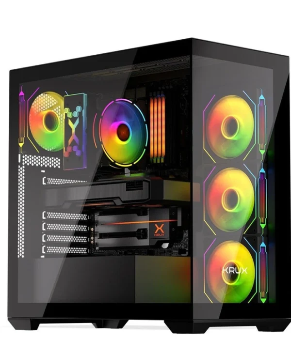 Krux Exo Gaming Midi Tower Κουτί Υπολογιστή με Πλαϊνό Παράθυρο και ARGB Φωτισμό Μαύρο